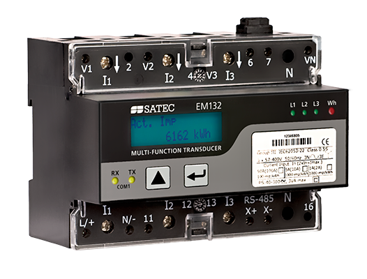 SATEC EM132 – Smart Power Meter & Transducer | 4-20mA Analog Output | DIN Rail