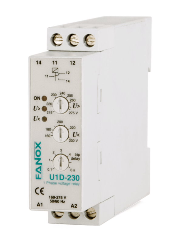 Fanox U1D – Single-Phase Voltage Control Relay | Min/Max Threshold | Self-Powered