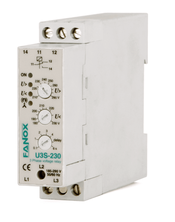 Fanox U3-S / U3-N – Three-Phase Voltage Control Relay | Phase Loss & Sequence